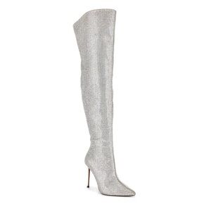 Steve Madden Shimmering Silver Over-the-Knee Boots